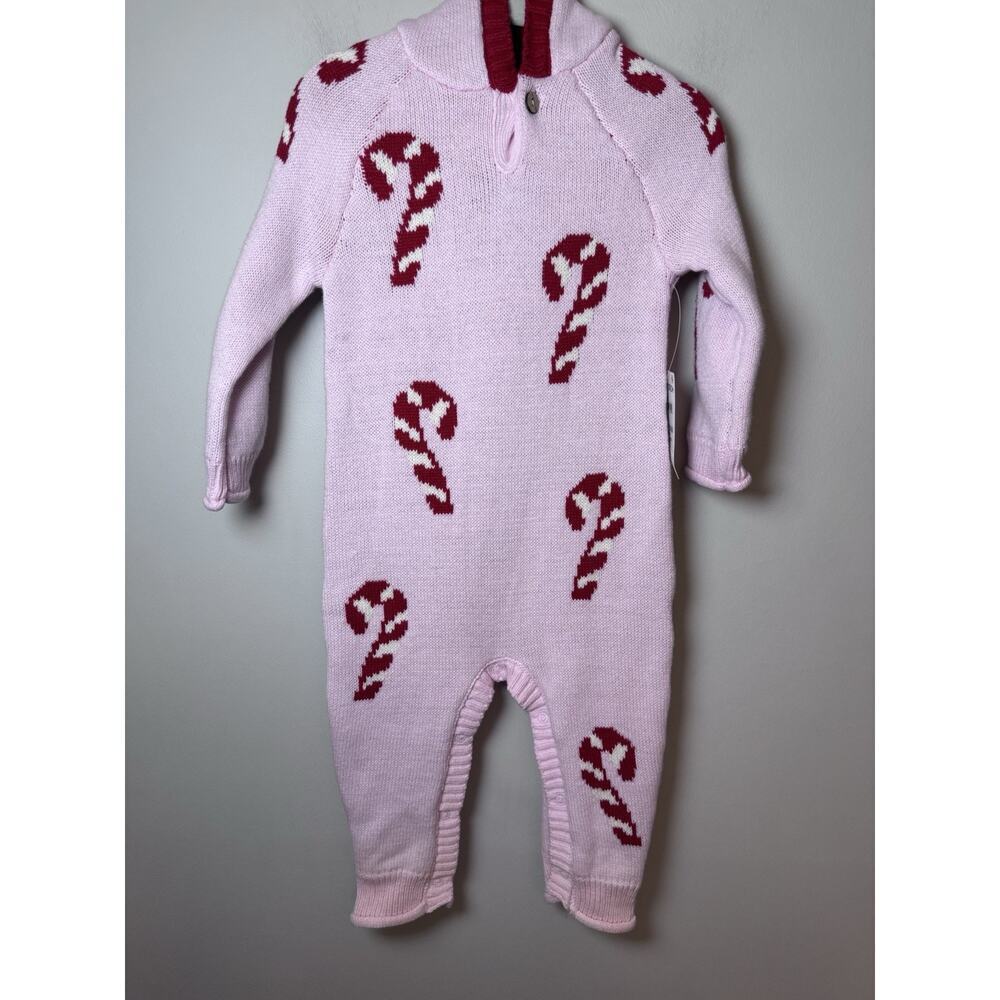 Sammy & Nat Pink Candy Cane Kids sweater One Piece 6-12 Months NWT